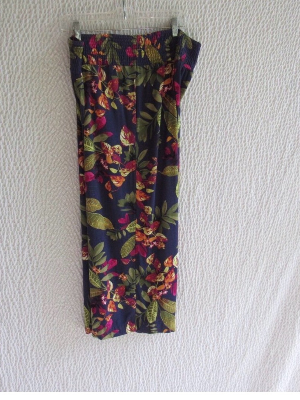 J Jill Size M Tropical Floral Wide Leg Cropped Pull On Pants Blue Elastic Waist - Picture 4 of 8